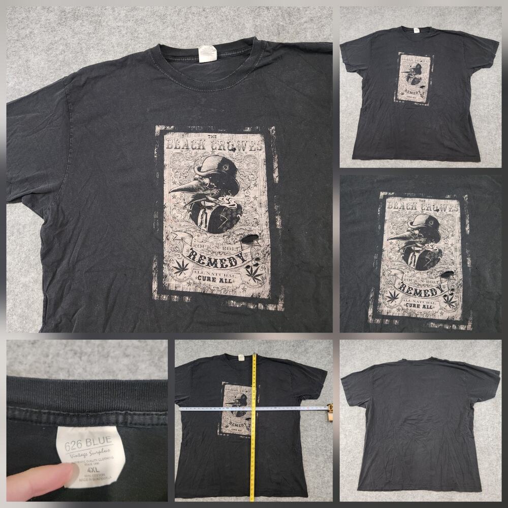VTG Y2K The Black Crowes Remedy Mens 4XL Double sided Black Graphic‎ T Shirt